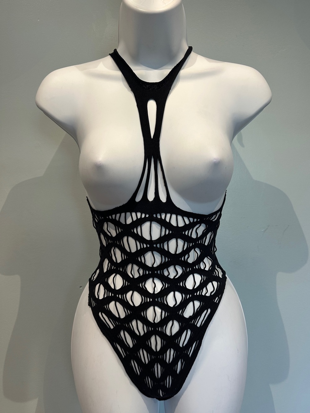 Black Fishnet Lingerie Bodysuit NWOT
